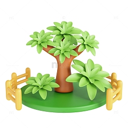 3D春季春暖花开花草树木免抠图片