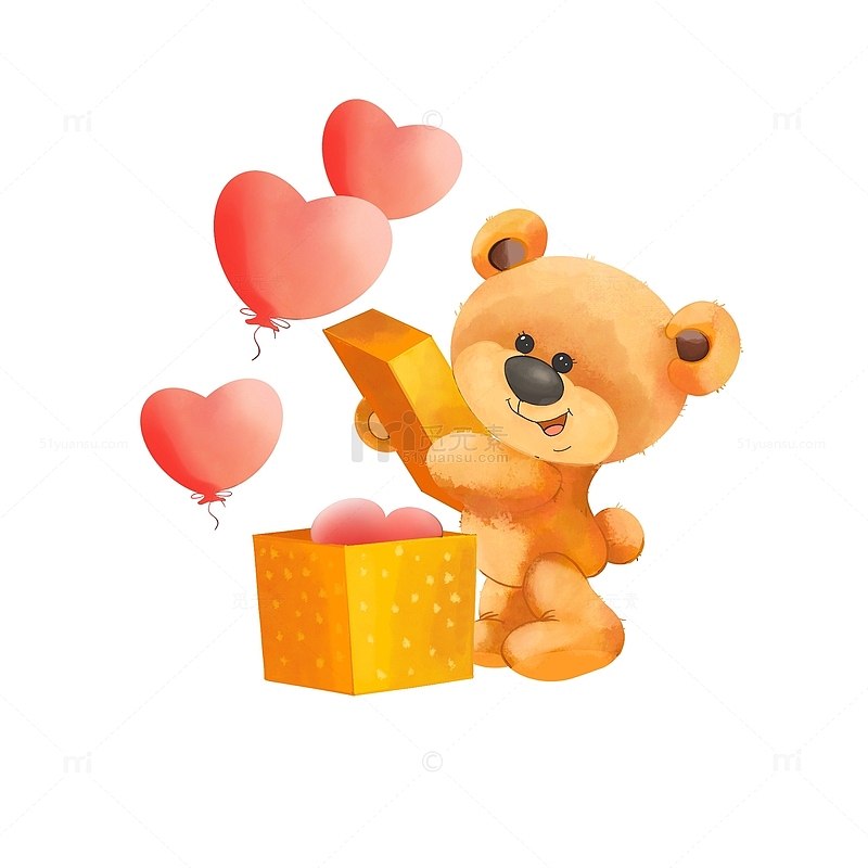 情人节小熊浪漫元素爱心气球