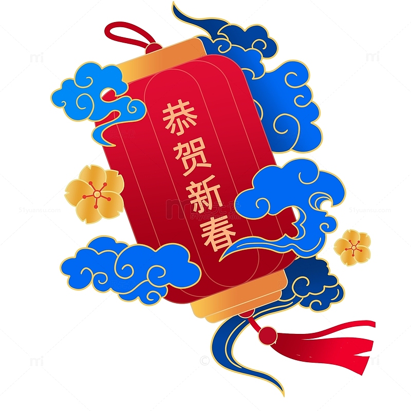 恭贺新春中国风配色灯笼设计