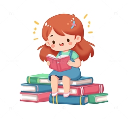 小女孩认真的学习读书