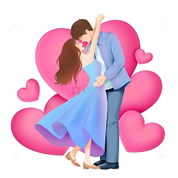 情人节情侣人物浪漫爱心素材