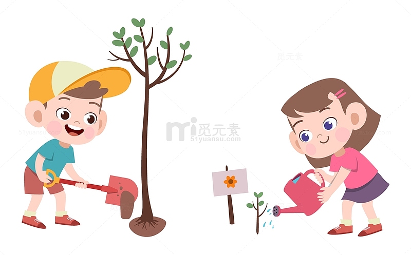 儿童春游种树植树节