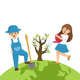 栽种树苗地球生态造林