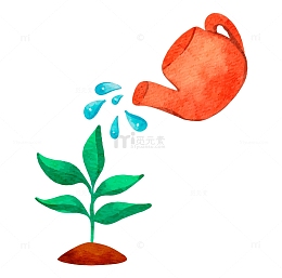 彩绘植树节栽树浇水
