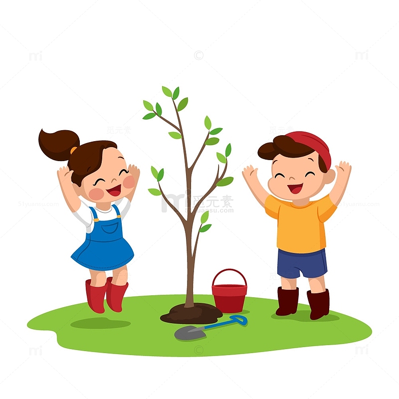 植树节环保树木儿童植树