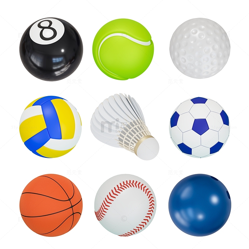 各种球类体育器材3D模型