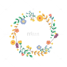 花草圆框装饰