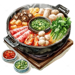 卡通风格火锅插画