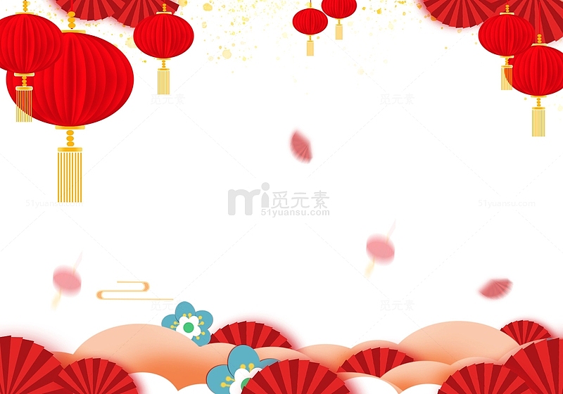 红色喜庆中国风龙年电商标题展板边框元素
