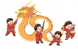 春节舞龙元宵节庙会打鼓