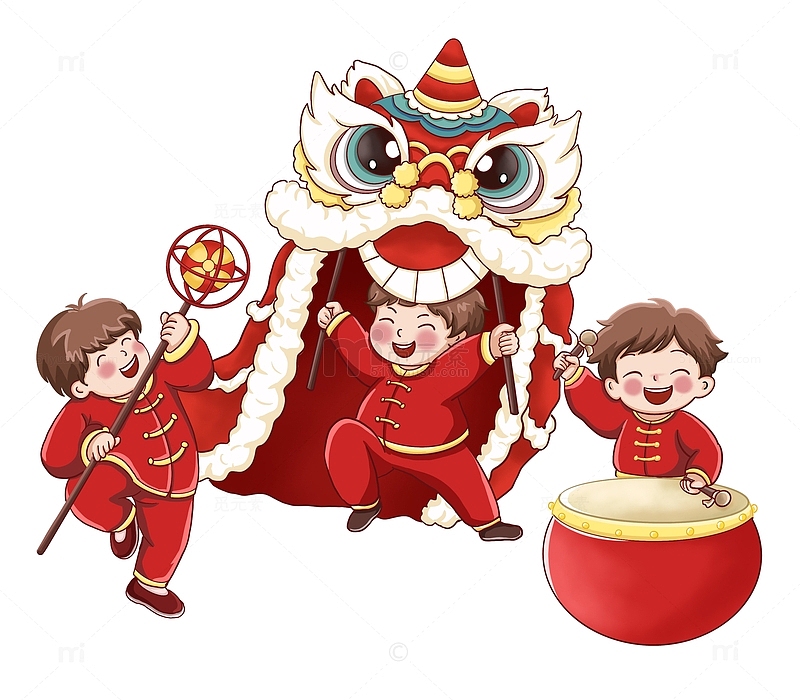春节舞狮击鼓元宵节庙会
