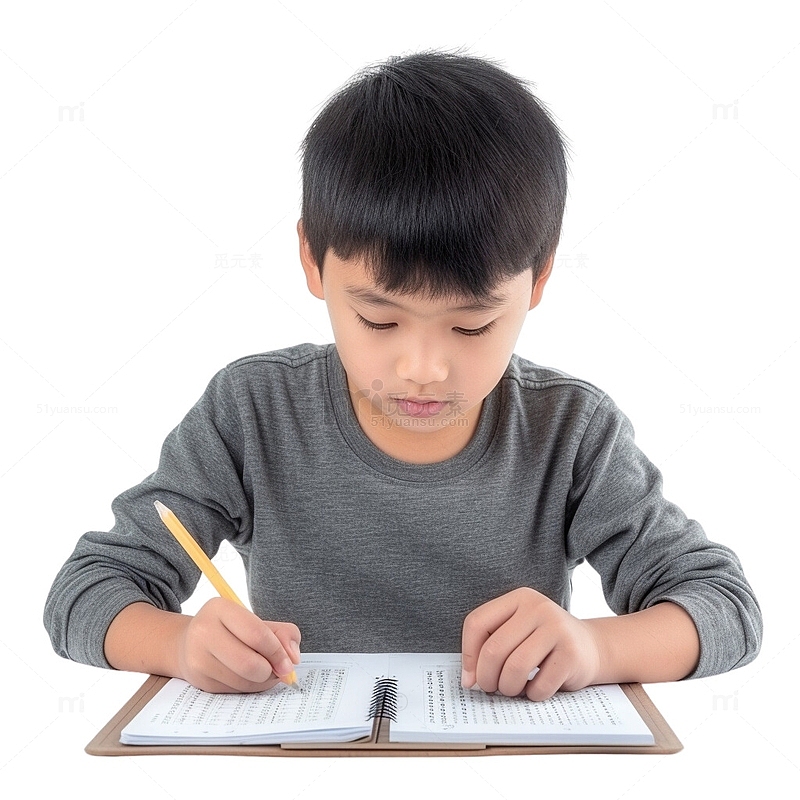 写作业的小男孩