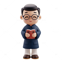 3D拿着书的教师