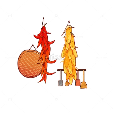辣椒玉米元素插画