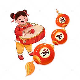 女孩打鼓闹元宵