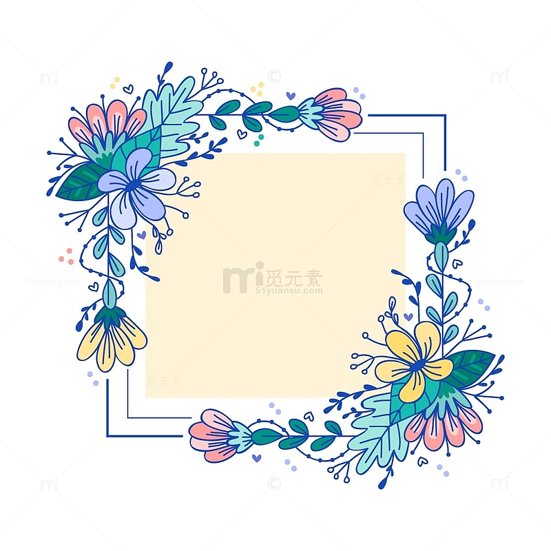 水彩花卉卡通边框