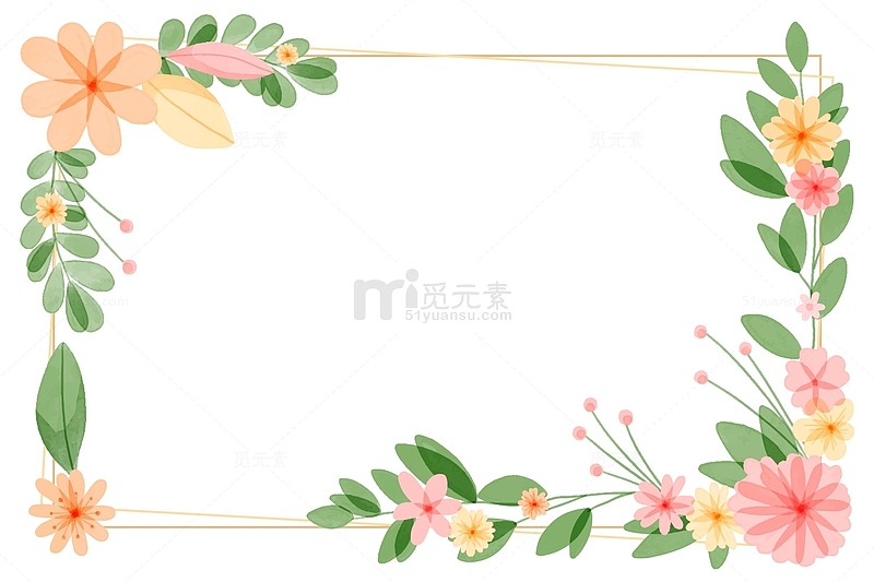 小清新粉色海棠花植物边框