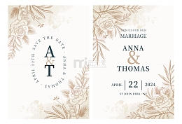 古典花纹文艺简约邀请函