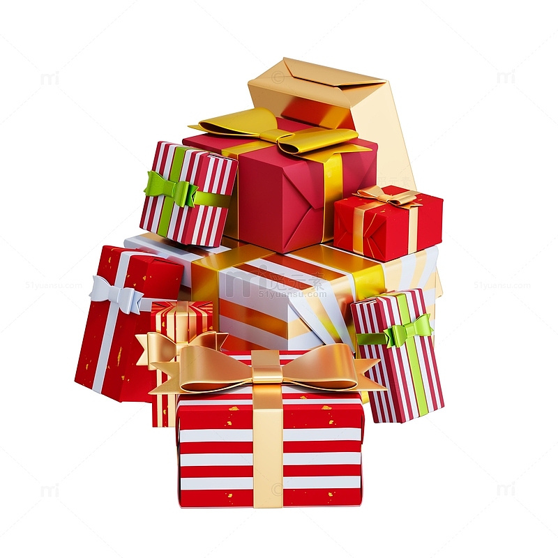 一堆礼物盒堆节日装饰礼品盒堆3D促销元素