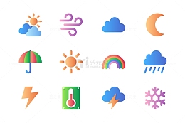 彩色天气气象图标