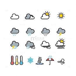 描边天气图标元素
