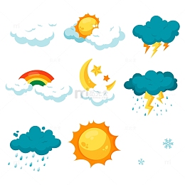 太阳云朵天气卡通元素