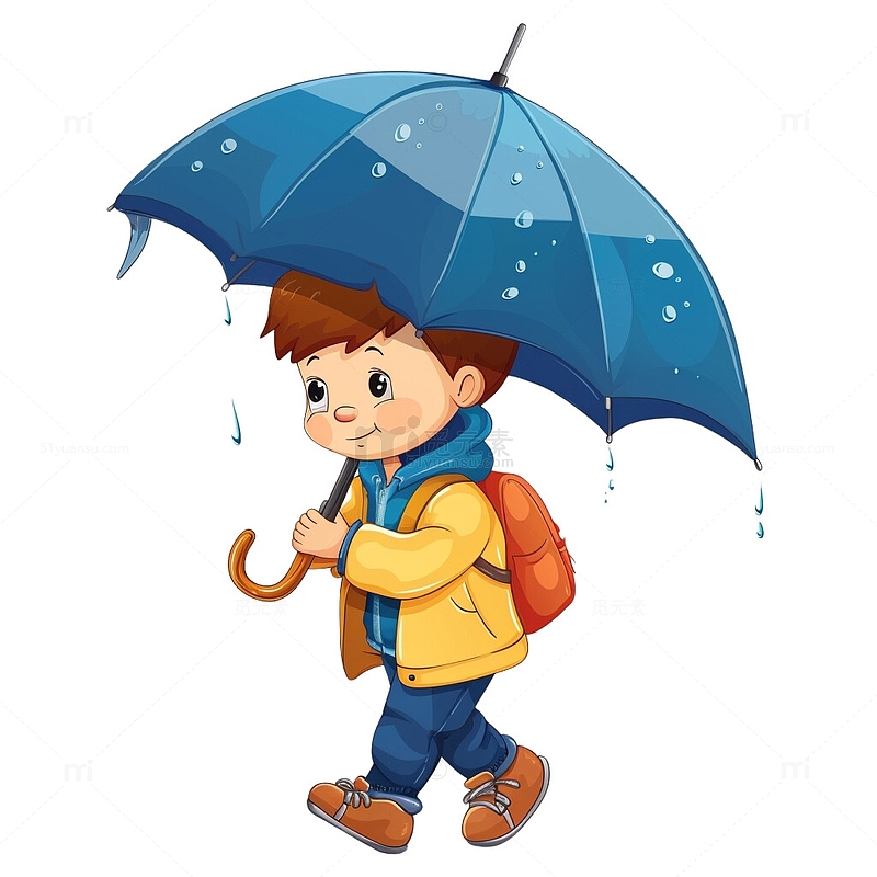 雨水节气打伞的小朋友