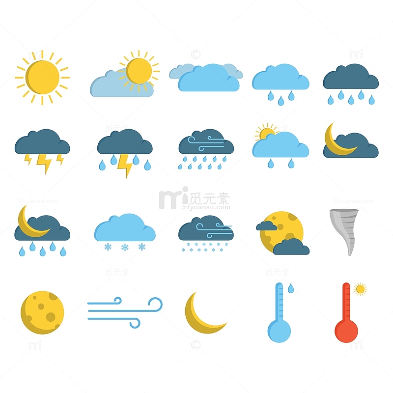 卡通气象天气图标元素
