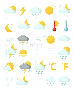 清新卡通天气图标
