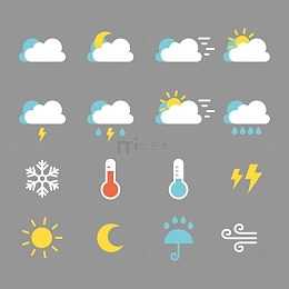 简约温度计雪花天气元素