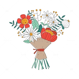 卡通鲜花花束