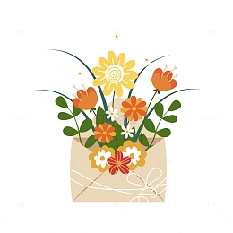 卡通鲜花信封