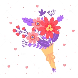 鲜花扁平手绘
