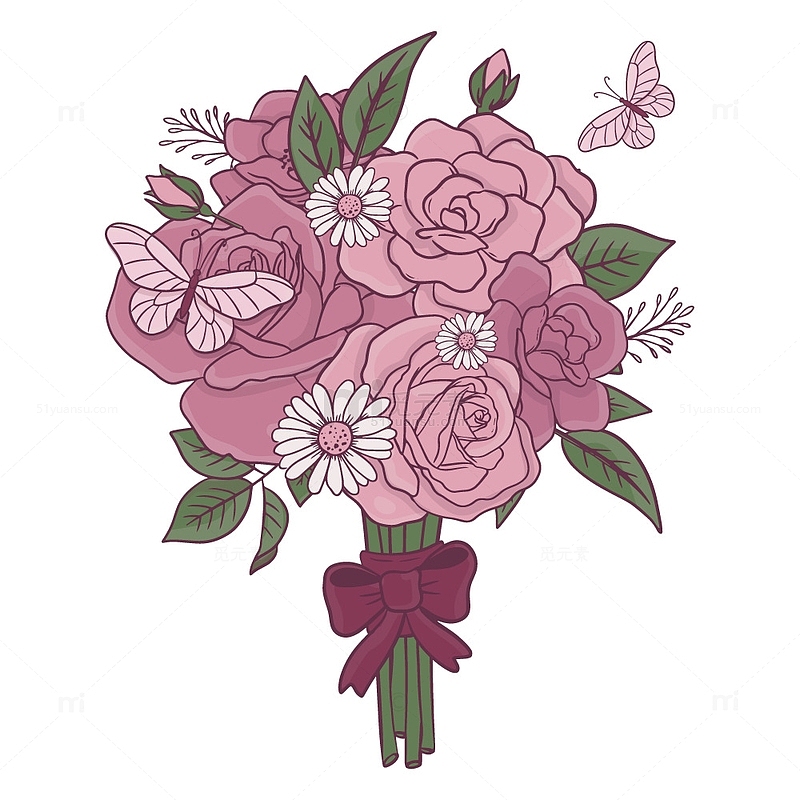 紫色玫瑰花束蝴蝶
