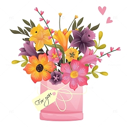 花艺插花粉色礼盒花束