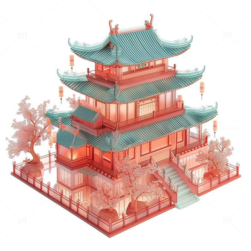 3D精致中国风古风建筑建模元素