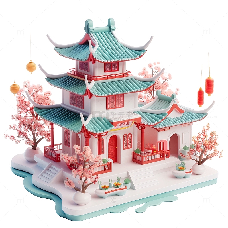 3D精致中国风古风建筑元素