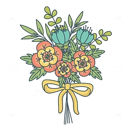 绿色清新鲜花花束