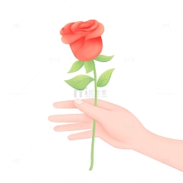 妇女节手持玫瑰花