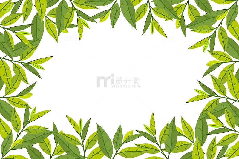 绿色茶叶叶子边框元素