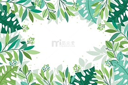 海报植物四周春夏边框