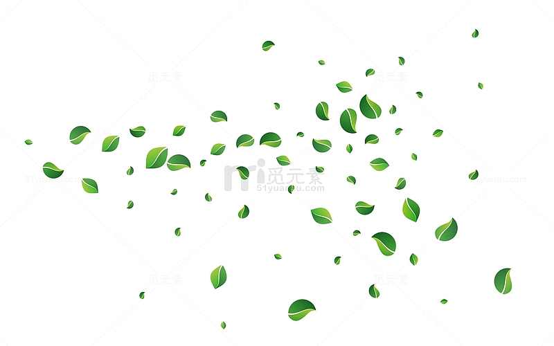 手绘绿色漂浮树叶