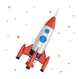 3D立体卡通宇宙火箭模型