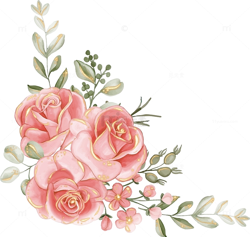 金边粉色玫瑰花