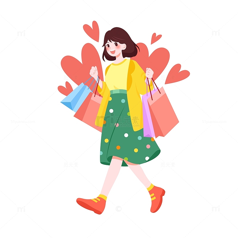 开心购物逛街消费的女性