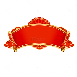 国风新年春节红色喜庆卷轴祥云素材