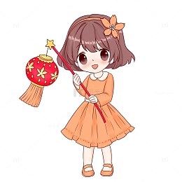 新年元宵节日人物手提灯笼