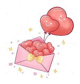 情人节信封蝴蝶结爱心气球