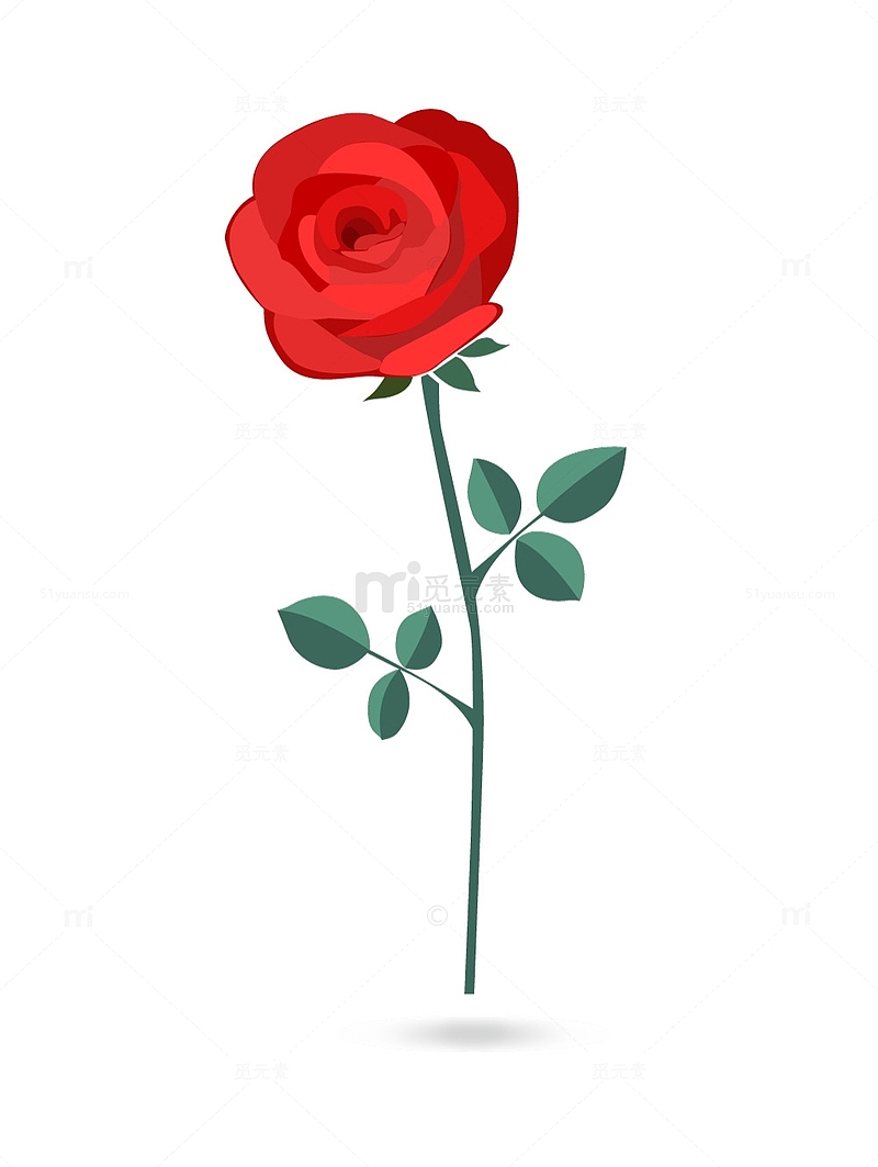 一支手绘红玫瑰