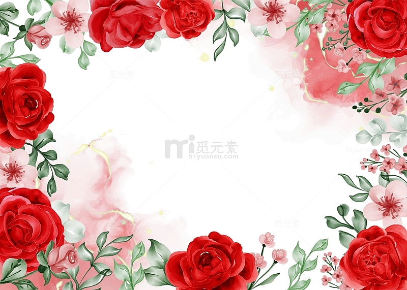 唯美情人节玫瑰鲜花边框